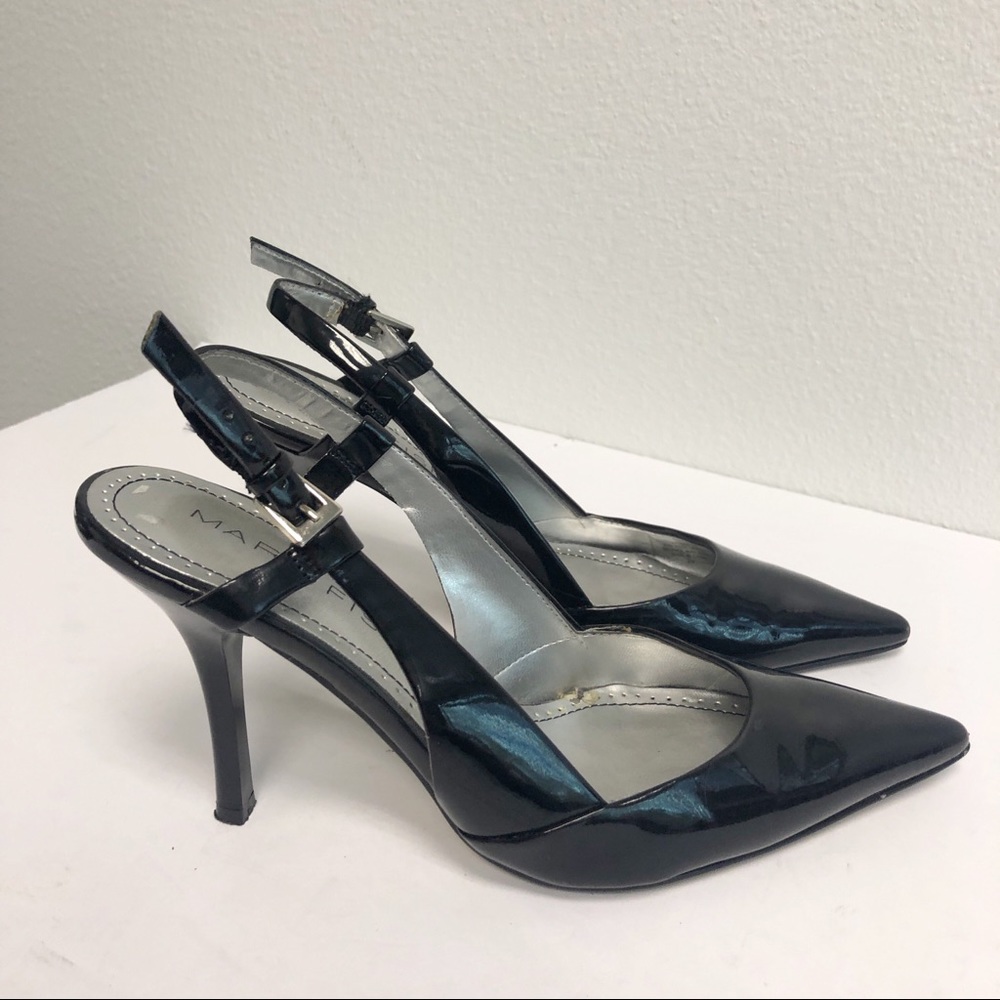 ⬇️ MARC FISHER Black Patent Slingbacks Heels 6 M